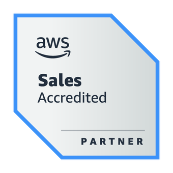 The badge awarded by Amazon Web Services for mastery of subject matter for 'AWS Sales Accreditation'.